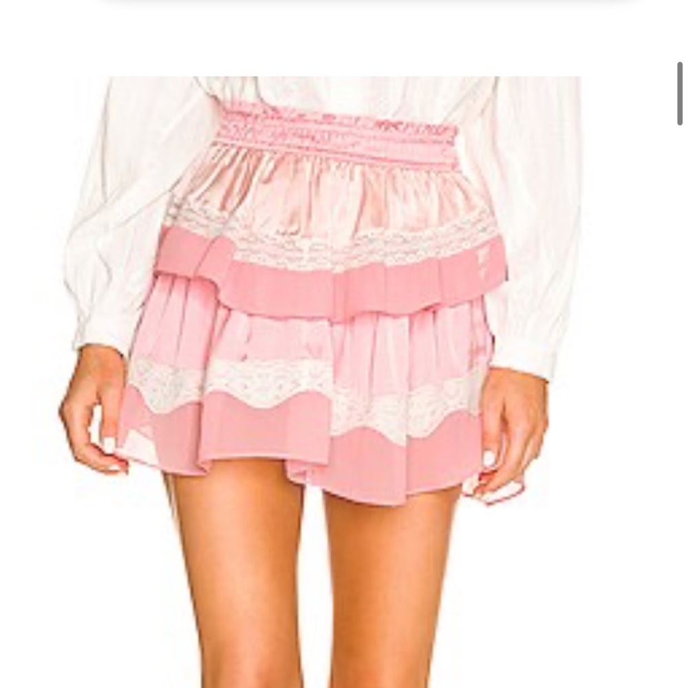 Love Shack Fancy Fia Skirt in Pastel Pink Colorblock